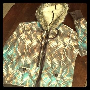 Fleece lined Zip Up Hoodie sz L